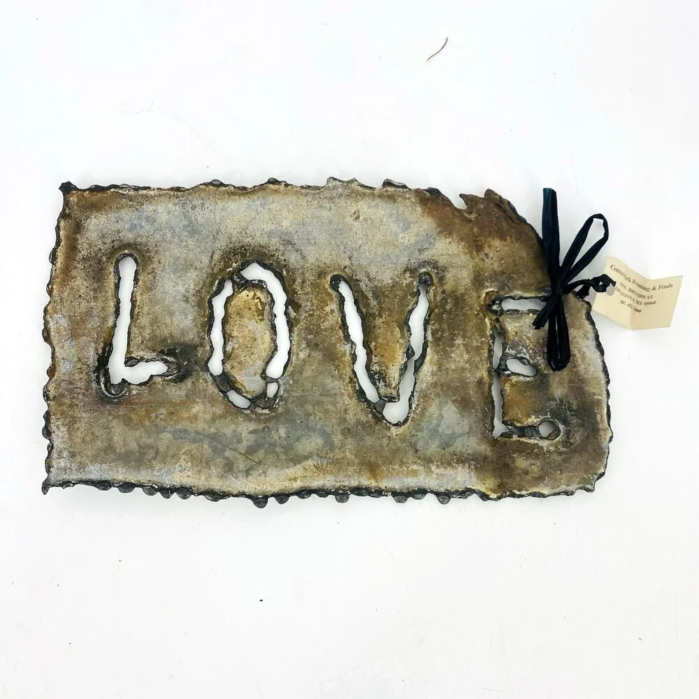 Rustic Rusty Metal Love Sign 10x6 Wall Decor Farmhouse Primitive Art